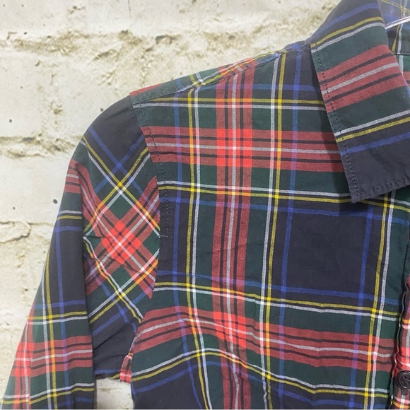 J Crew Red Green Plaid Cotton Perfect Fit Button Up - Picture 2 of 5